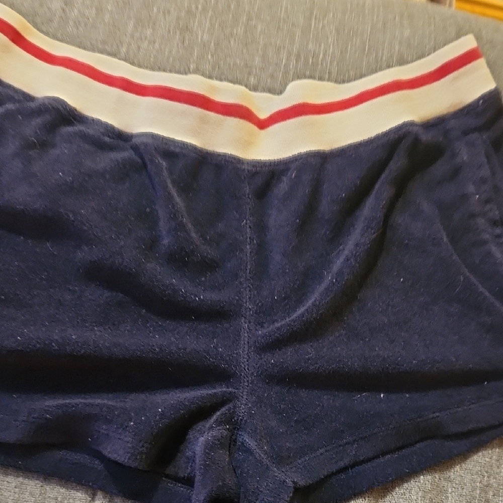 Navy Blue Shorts with Red and White Stripe